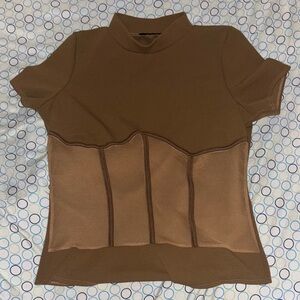 Elegant Tan Short Sleeve Women's Top
